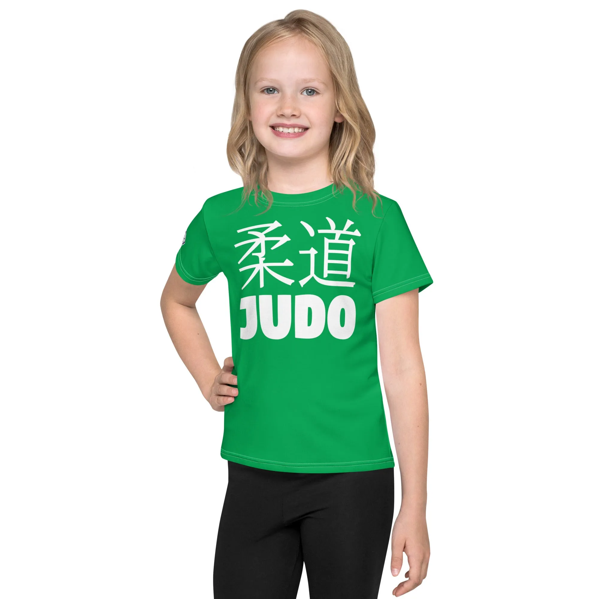 Comfortable Mobility: Girl's Short Sleeve Classic Judo Rash Guard - Jade