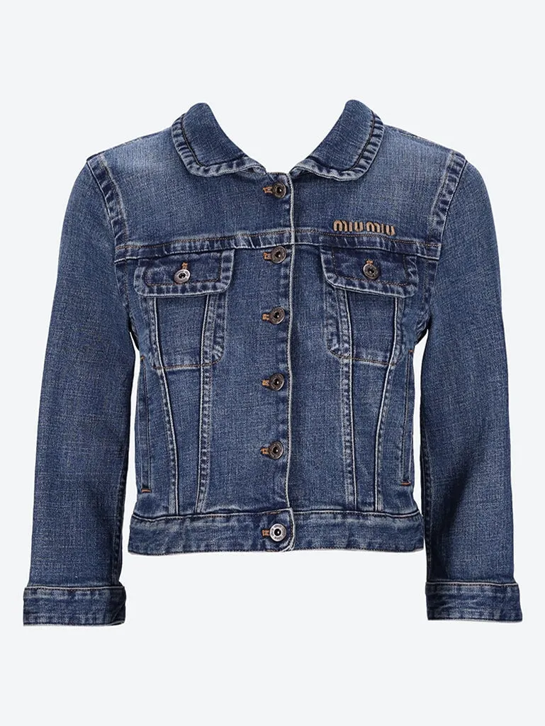 Cropped stretch denim jacket