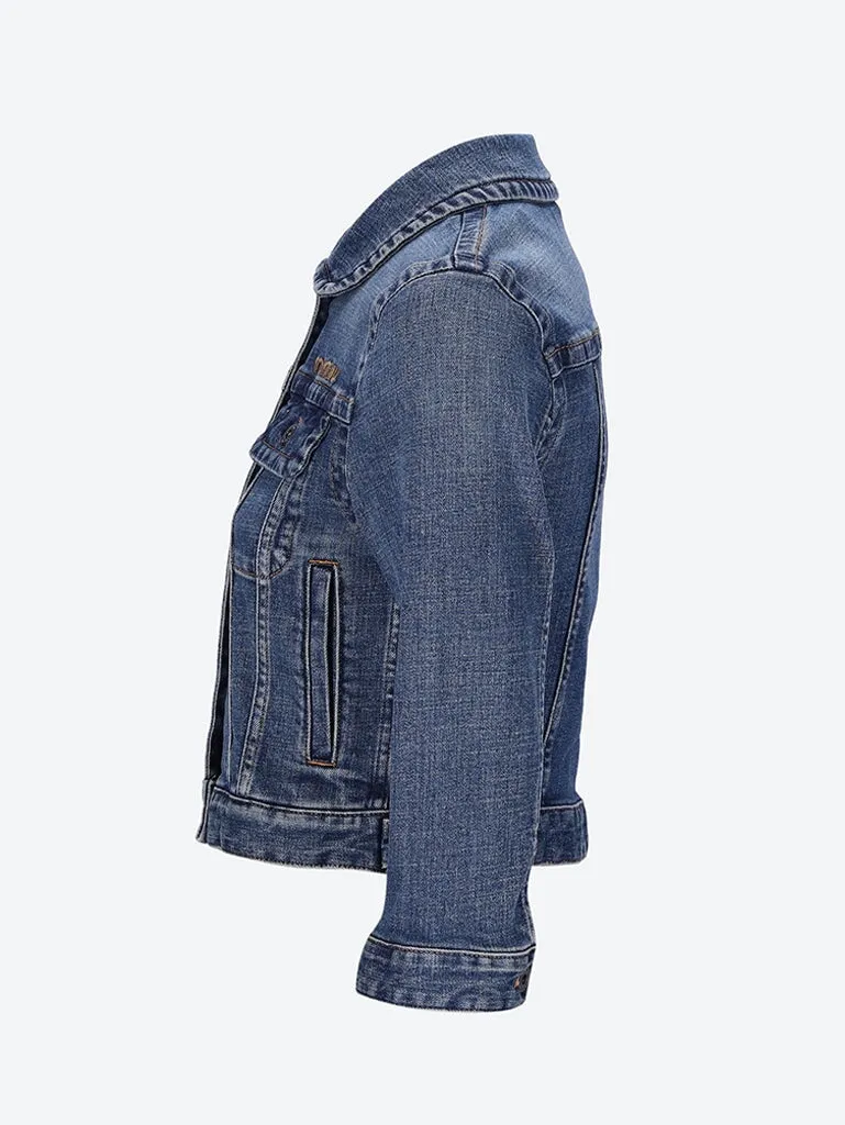 Cropped stretch denim jacket