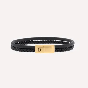 Denby Leather Bracelet 18K Gold/Black