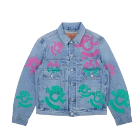 Denim Tears Bstroy Type-2 Denim Jacket Light Wash Pink/Green