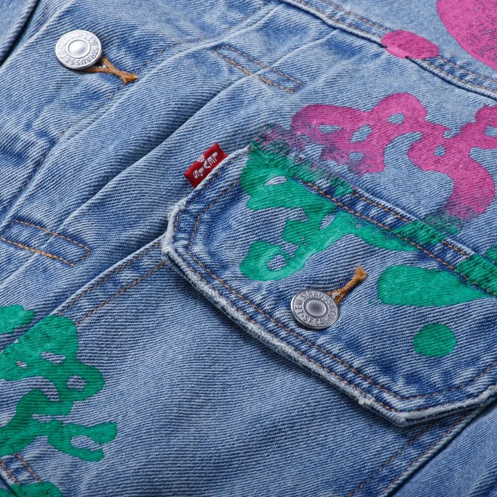 Denim Tears Bstroy Type-2 Denim Jacket Light Wash Pink/Green