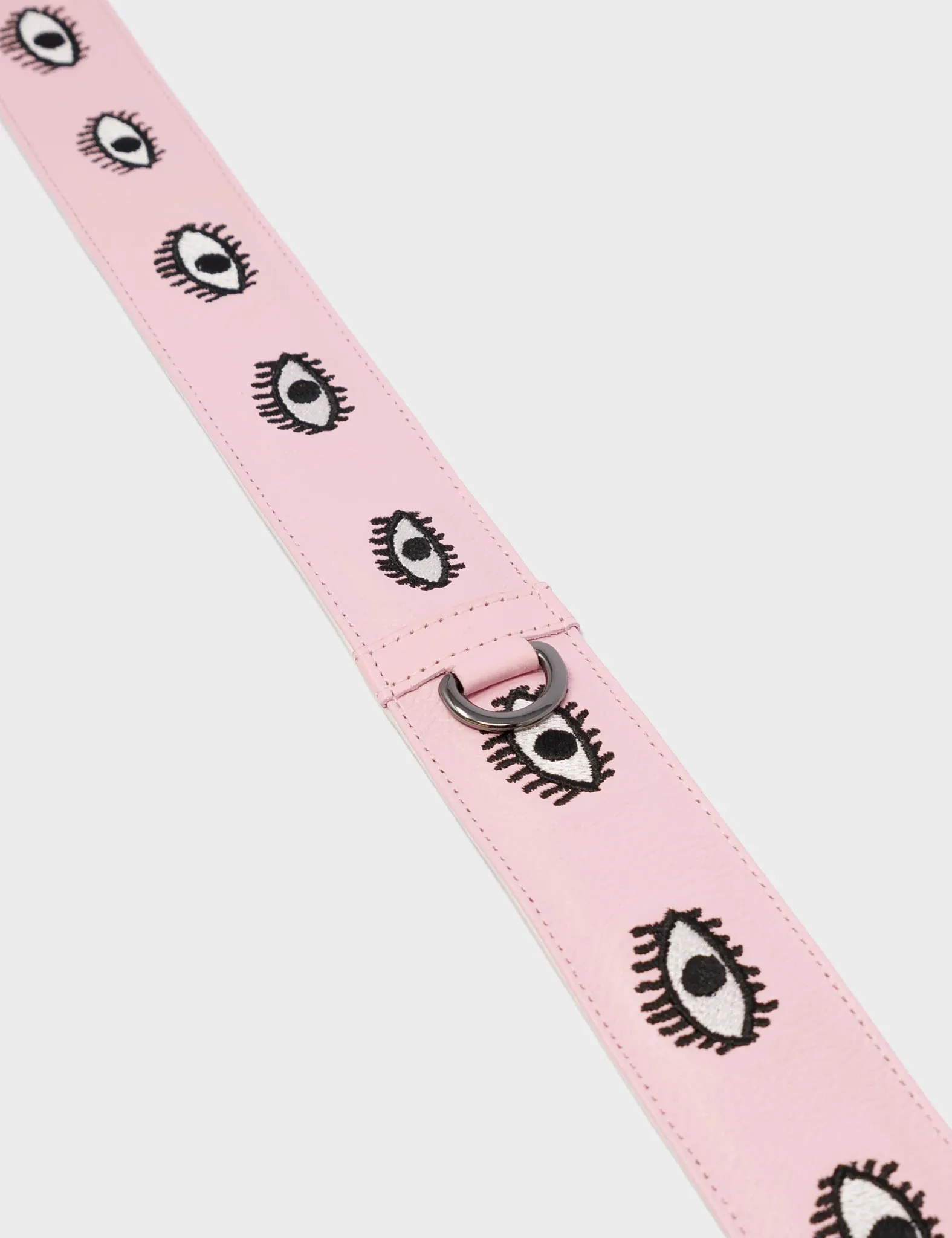 Detachable Parfait Pink Leather Shoulder Strap - All Over Eyes Embroidery