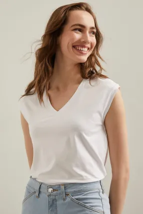 Drop shoulder V neck top