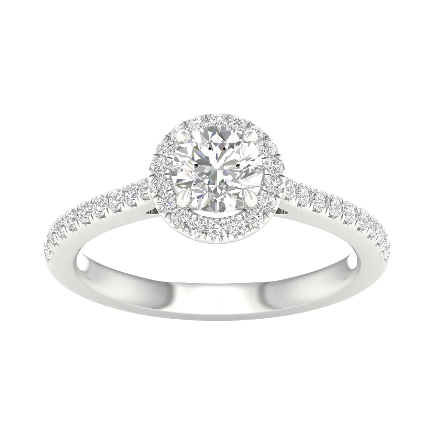 Engagement Ring Round With Halo And Side Diamonds