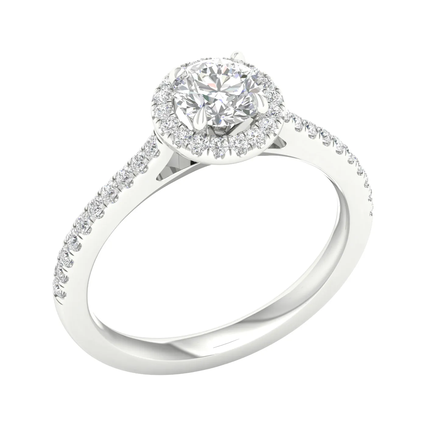 Engagement Ring Round With Halo And Side Diamonds