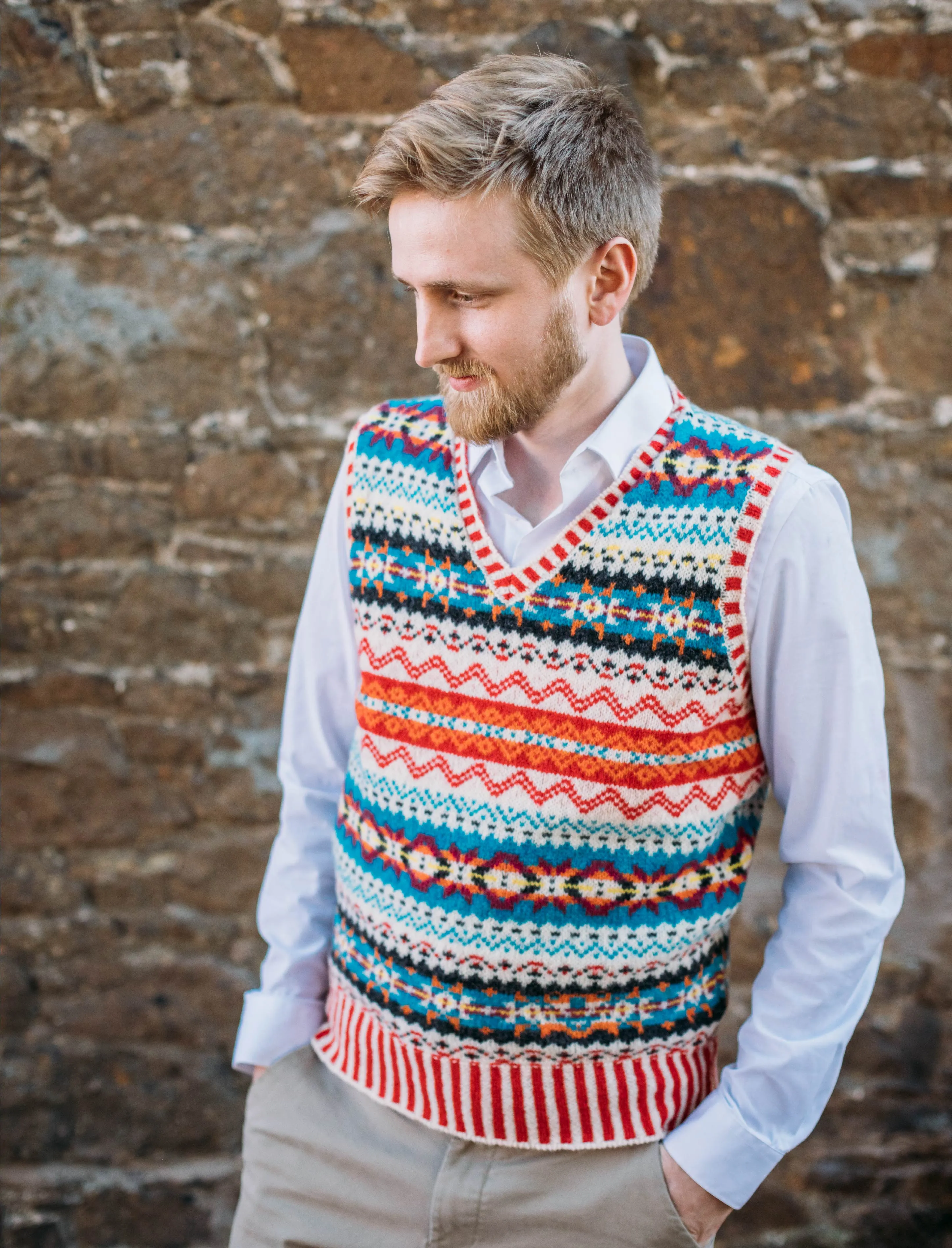 Eribé Brodie Fair Isle Vest - Firecracker