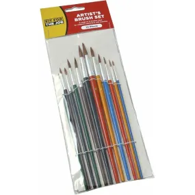 FFJ 12 Piece Artists Brush Set Coloured Handles