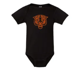 Fierce Tiger Orange on Black Short Sleeve Body Suit-INFANT