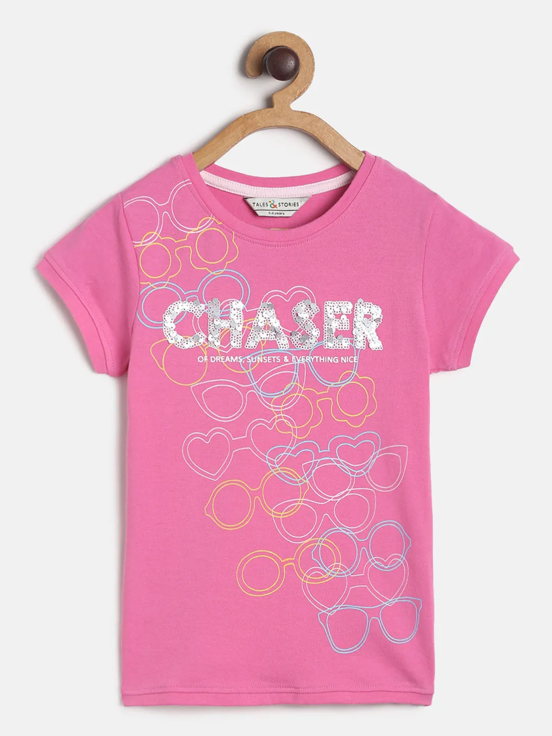 Girls Pink Printed T-shirt