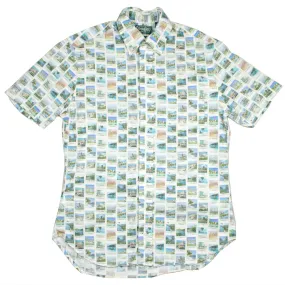 Gitman Vintage - Postcard Print Short-sleeve Shirt - White