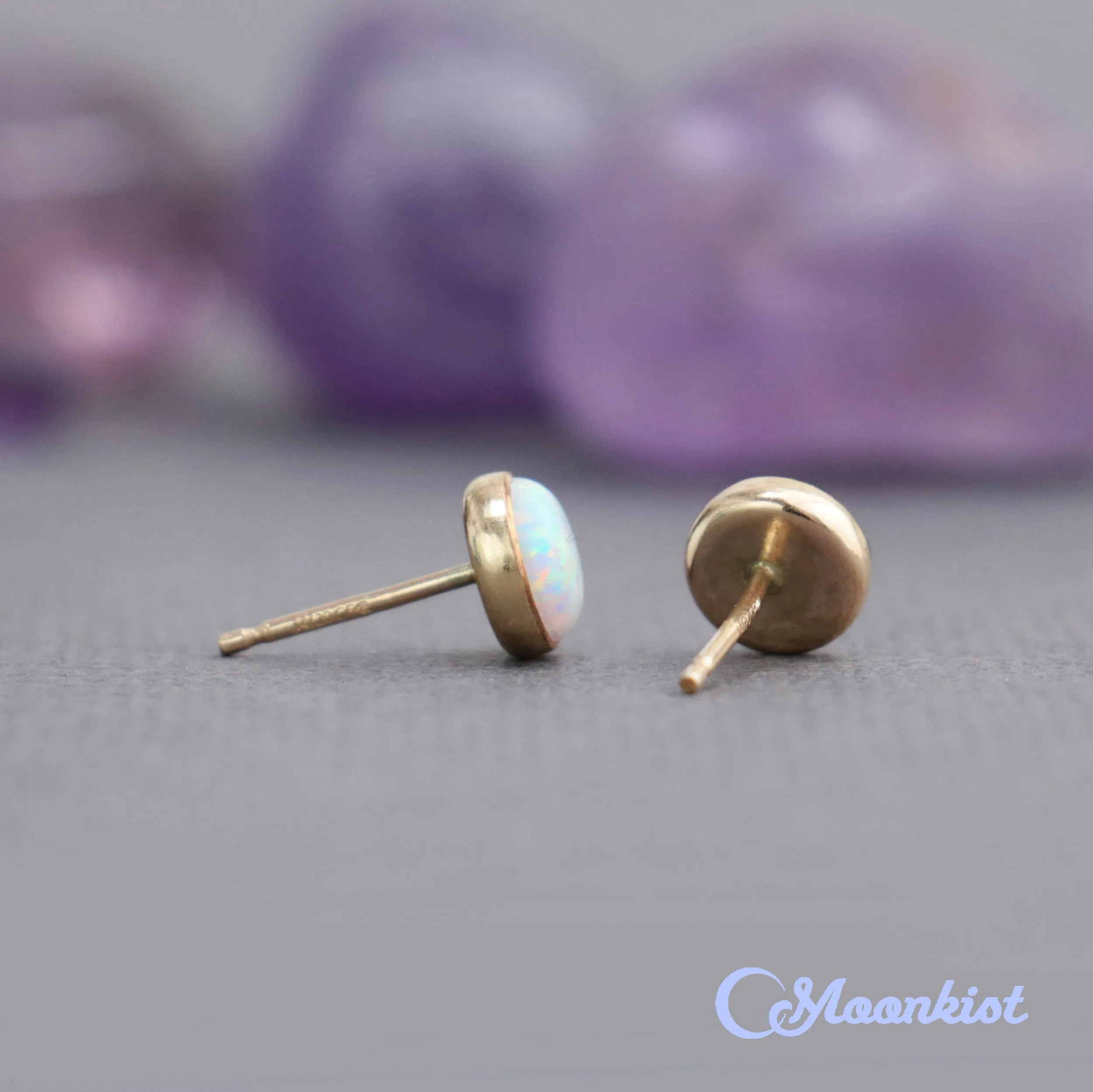 Gold Filled White Opal Stud Earrings  | Moonkist Designs