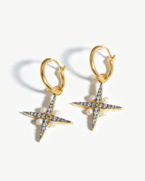 Harris Reed North Star Pearl Hoop Earrings | 18ct Gold Plated Vermeil/Pearl