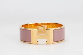 Hermes Clic Clac 2cm MM Size, Bois De Rose Color, Gold Hardware, with Dust Cover & Box