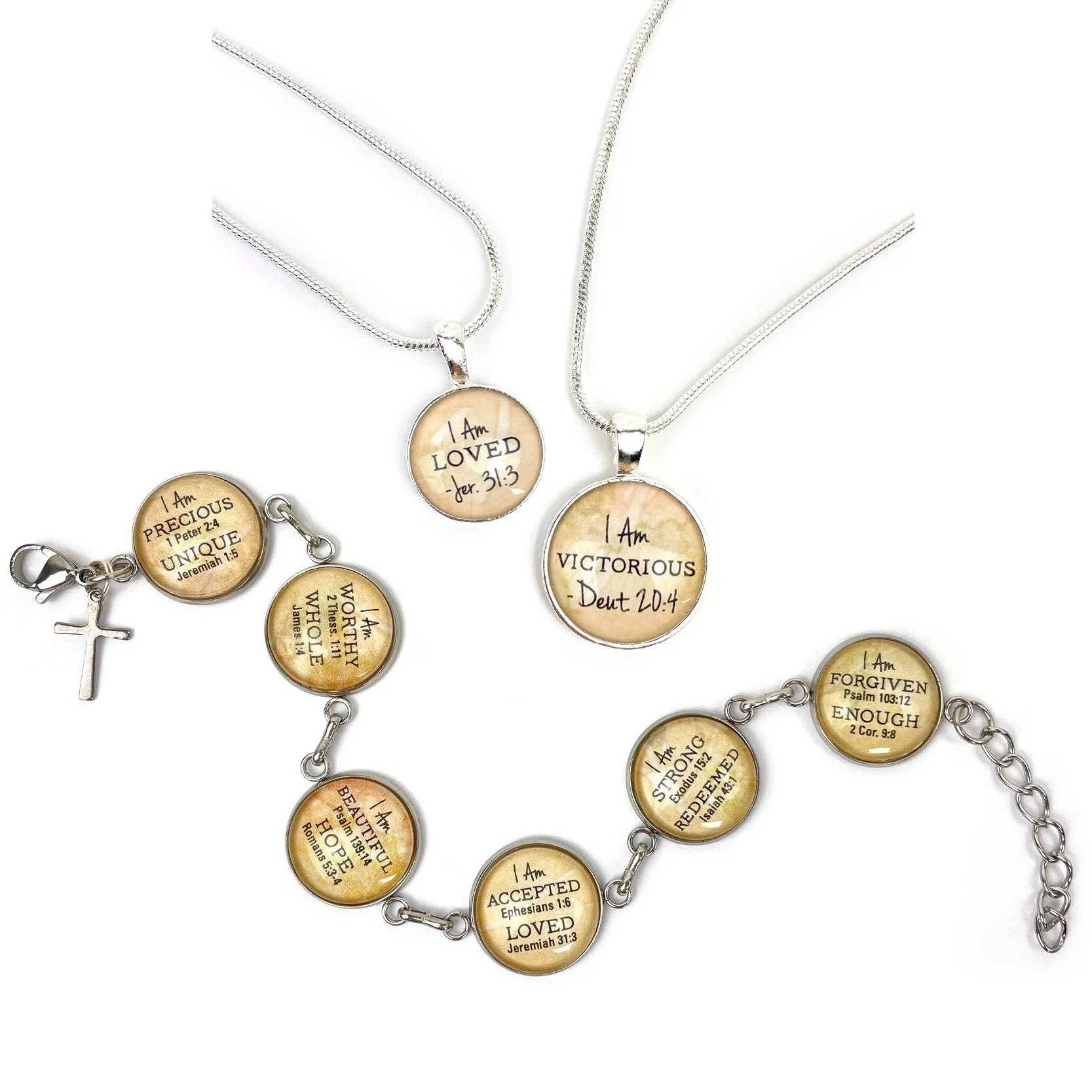 I AM Unique, Jeremiah 1:5 – Christian Affirmations Scripture Pendant Necklace (2 Sizes) – Jewelry Set