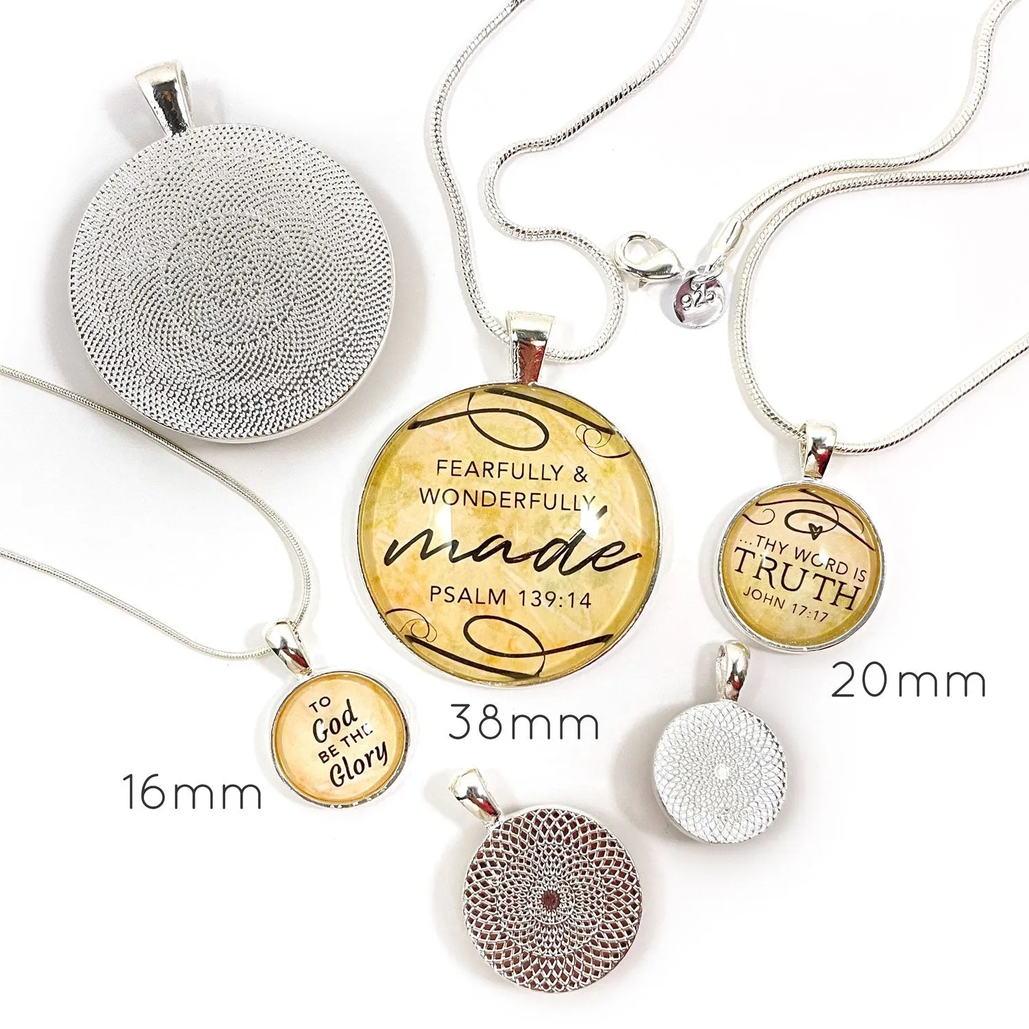 I AM Unique, Jeremiah 1:5 – Christian Affirmations Scripture Pendant Necklace (2 Sizes) – Jewelry Set