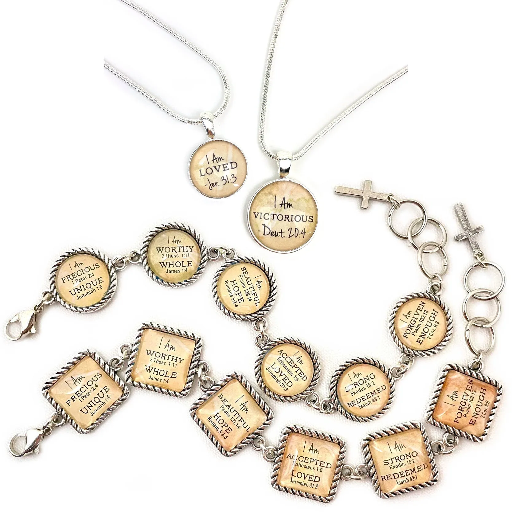 I AM Unique, Jeremiah 1:5 – Christian Affirmations Scripture Pendant Necklace (2 Sizes) – Jewelry Set