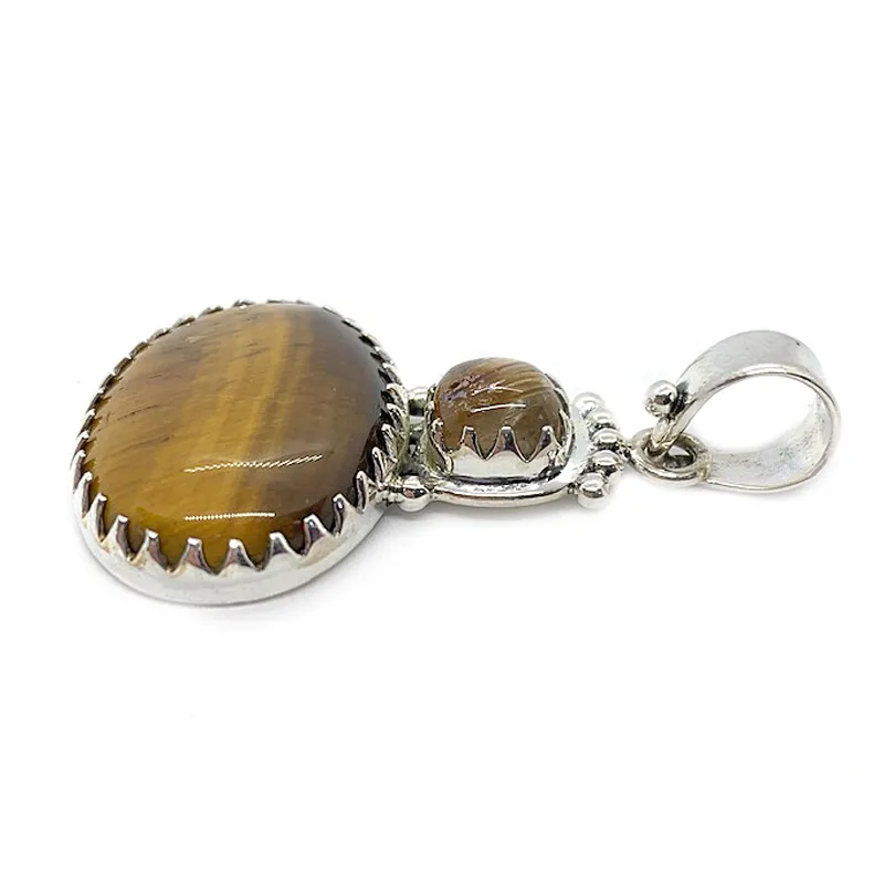 Jagged Tiger Eye Double Pendant