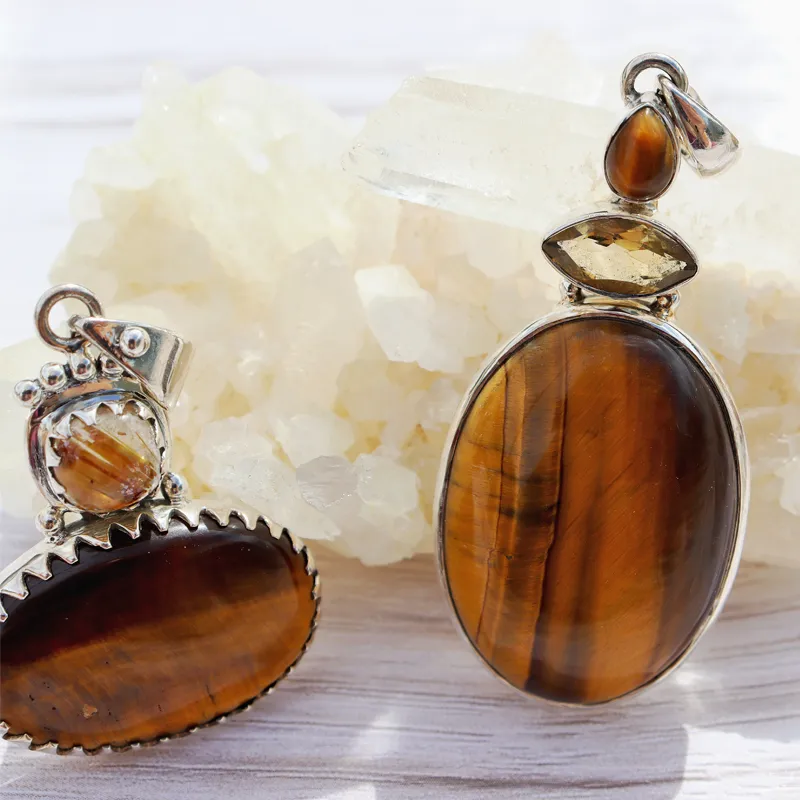 Jagged Tiger Eye Double Pendant