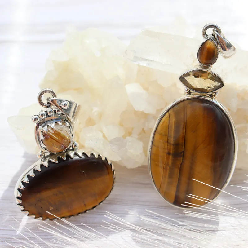 Jagged Tiger Eye Double Pendant