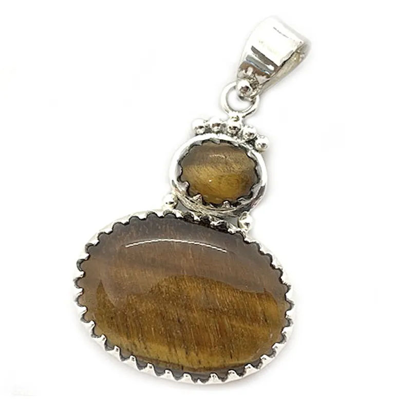 Jagged Tiger Eye Double Pendant