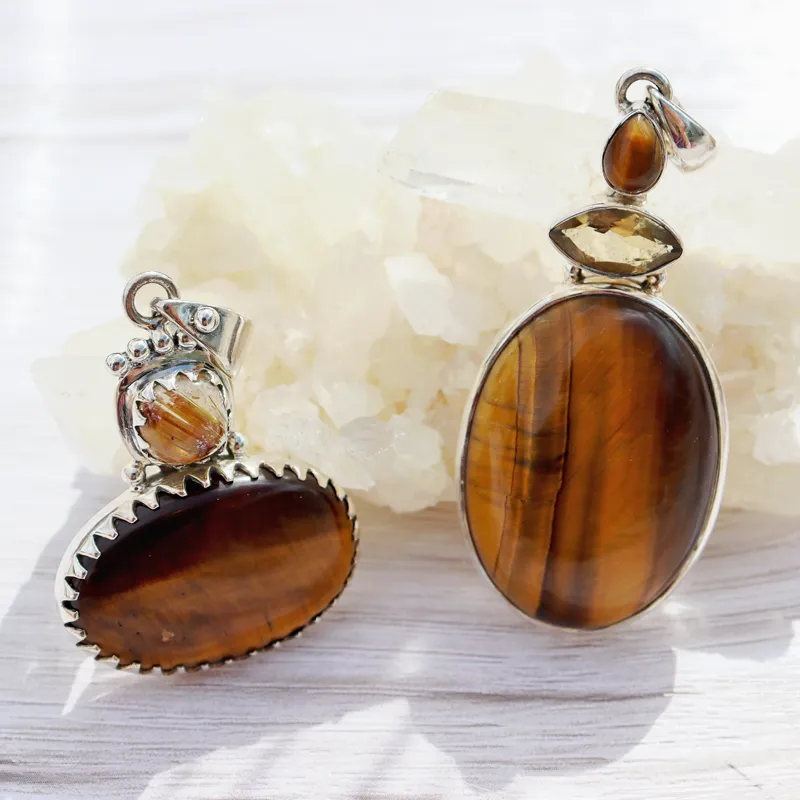 Jagged Tiger Eye Double Pendant