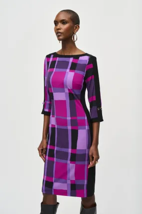 Joseph Ribkoff Silky Knit Plaid Sheath Dress - Style 243301