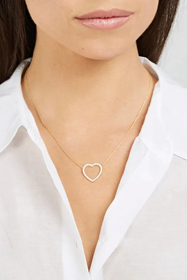 LARGE DIAMOND OPEN HEART NECKLACE