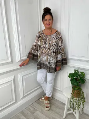 Malissa J Animal Print Kaftan Top - Natural