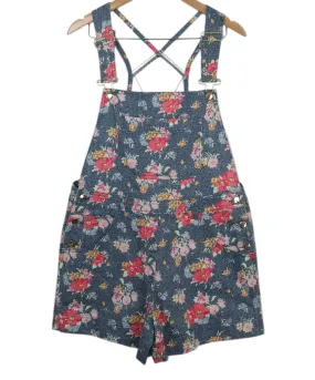 Manoush Floral Print Denim Overalls sz 8