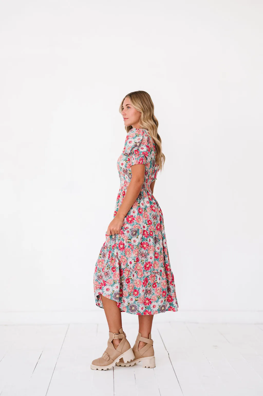 Margo Dress in Floral Teal