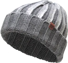 METALLIC CUFFED BEANIE HAT