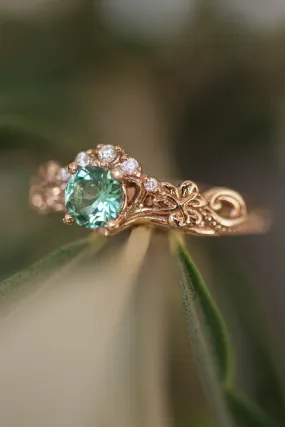 Mint green tourmaline engagement ring / Horta