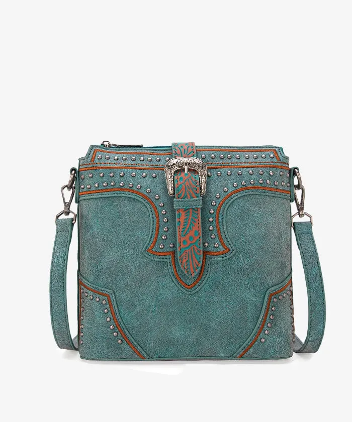 Montana West Buckle Studs Crossbody Bag