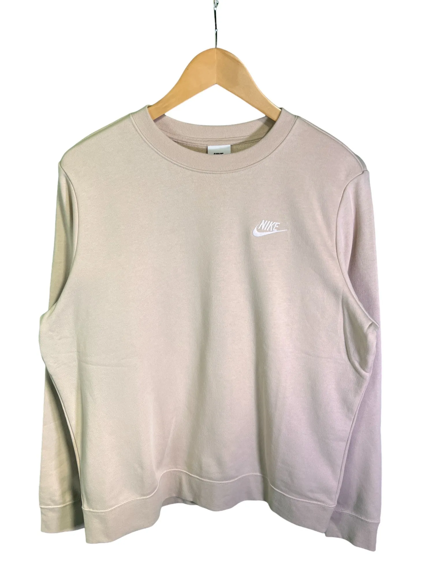 Nike Classic Swoosh Futura Logo Beige Crewneck Size Large