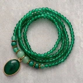 'Nyiwarri' Green Onyx Beads Pendant Necklace