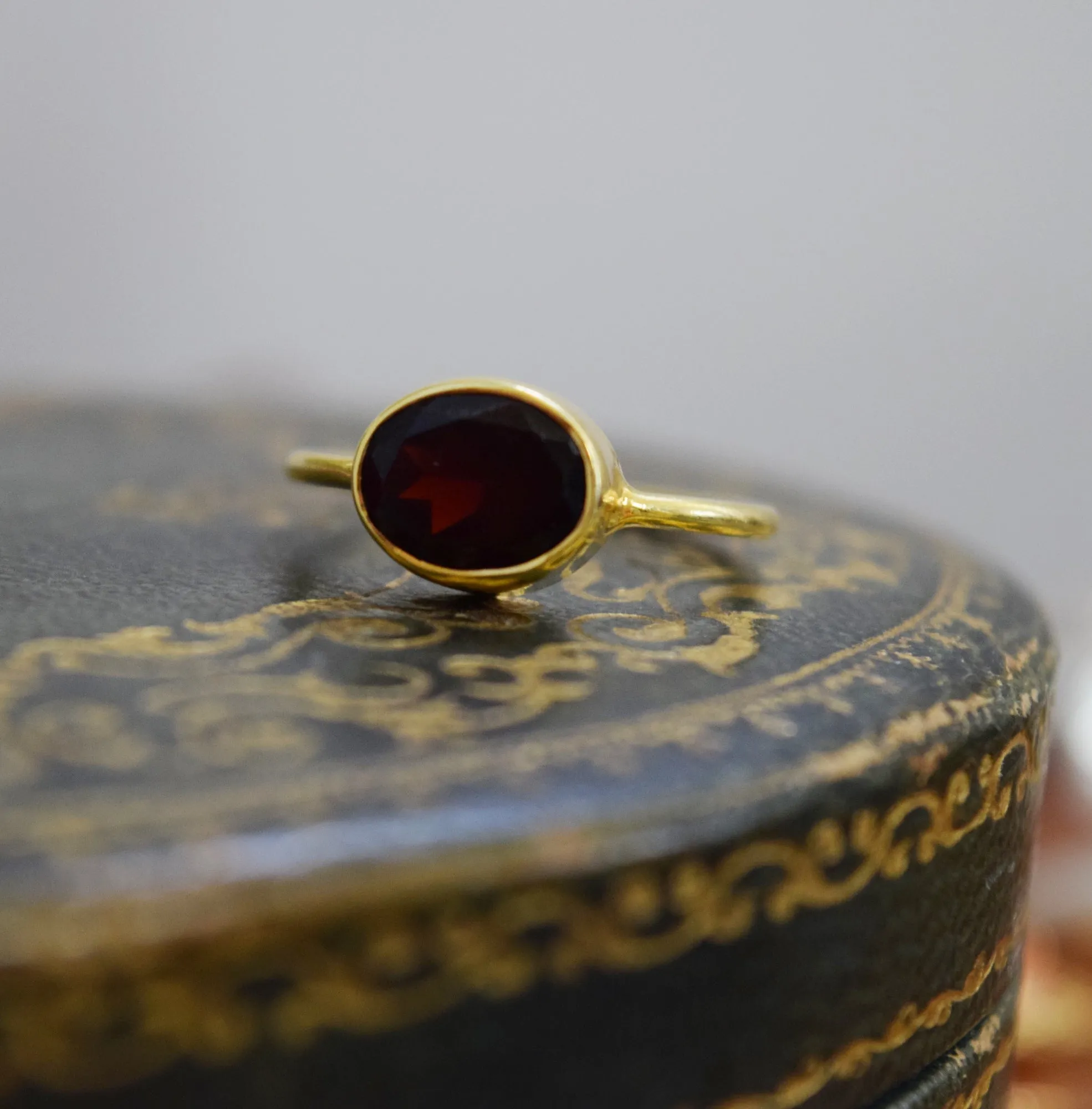 ON SALE - Garnet Gemstone Vermeil Ring SIZES 4.5 & 5.5