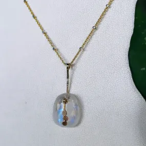 Pillow pendulum dots rainbow moonstone necklace