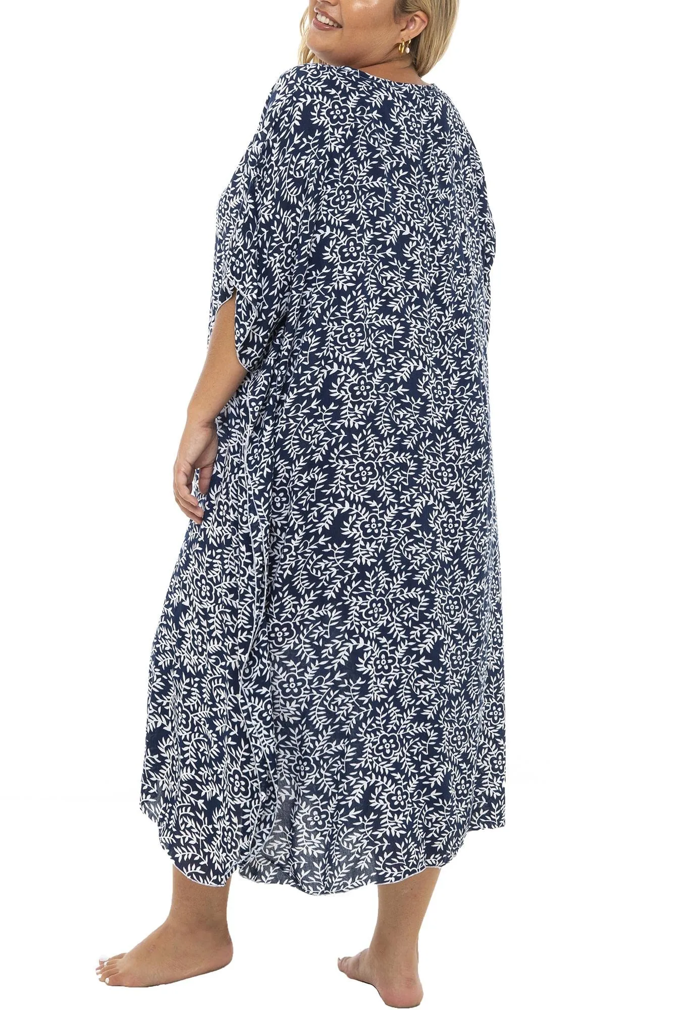 Plus Size Floral Maxi Flowy Tunic Cover Up