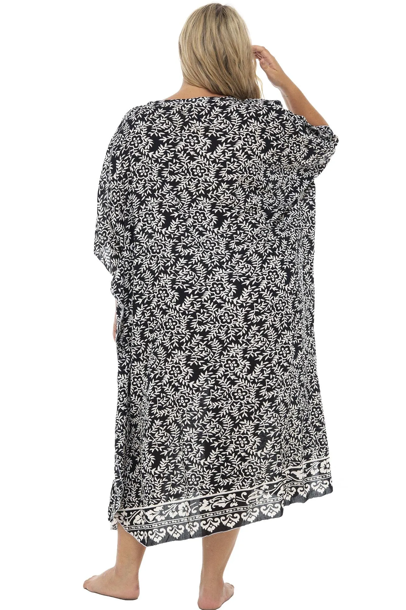 Plus Size Floral Maxi Flowy Tunic Cover Up