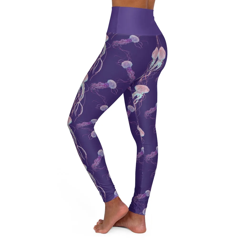 Purple Jellyfish High Waisted Yoga Leggings