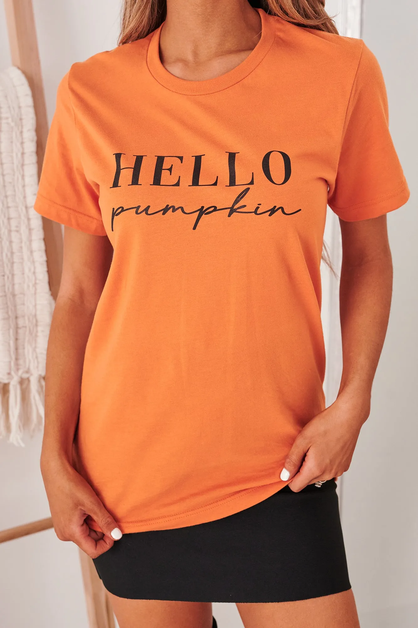 "Hello Pumpkin" Graphic T-Shirt (Burnt Orange) - Print On Demand