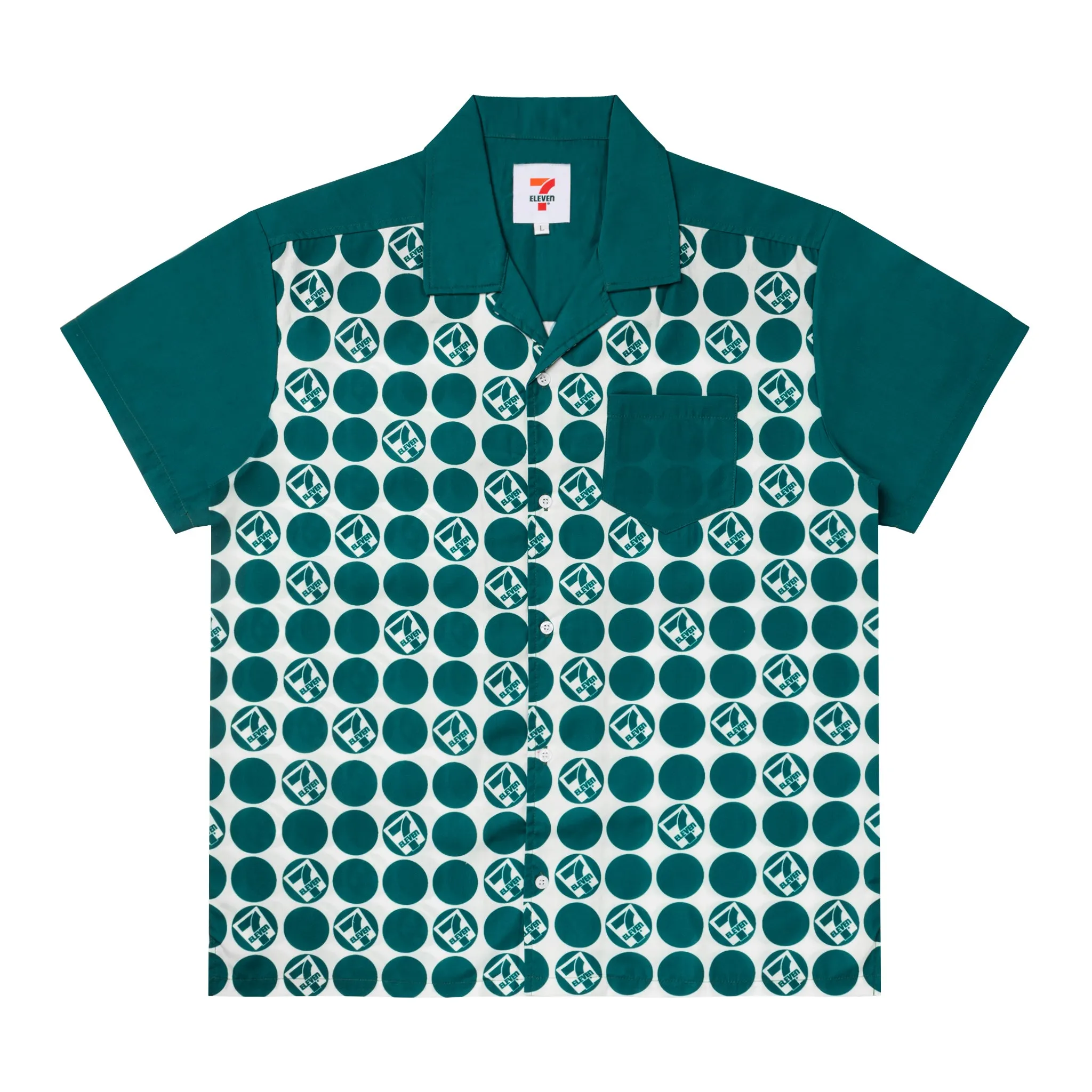 Retro 7-Eleven® Dot Button Up - Green