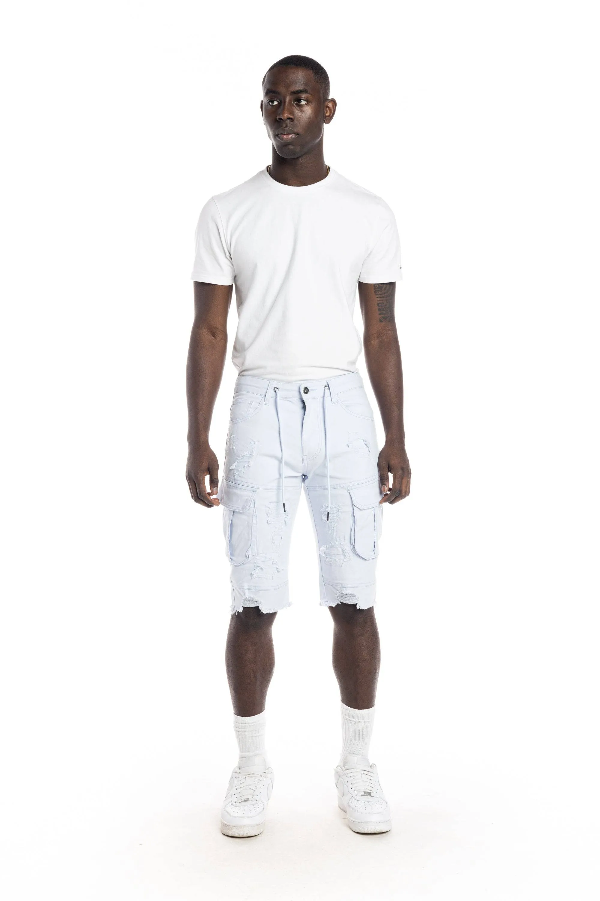 Rip And Repair Semi Basic Twill Short - Pale Blue