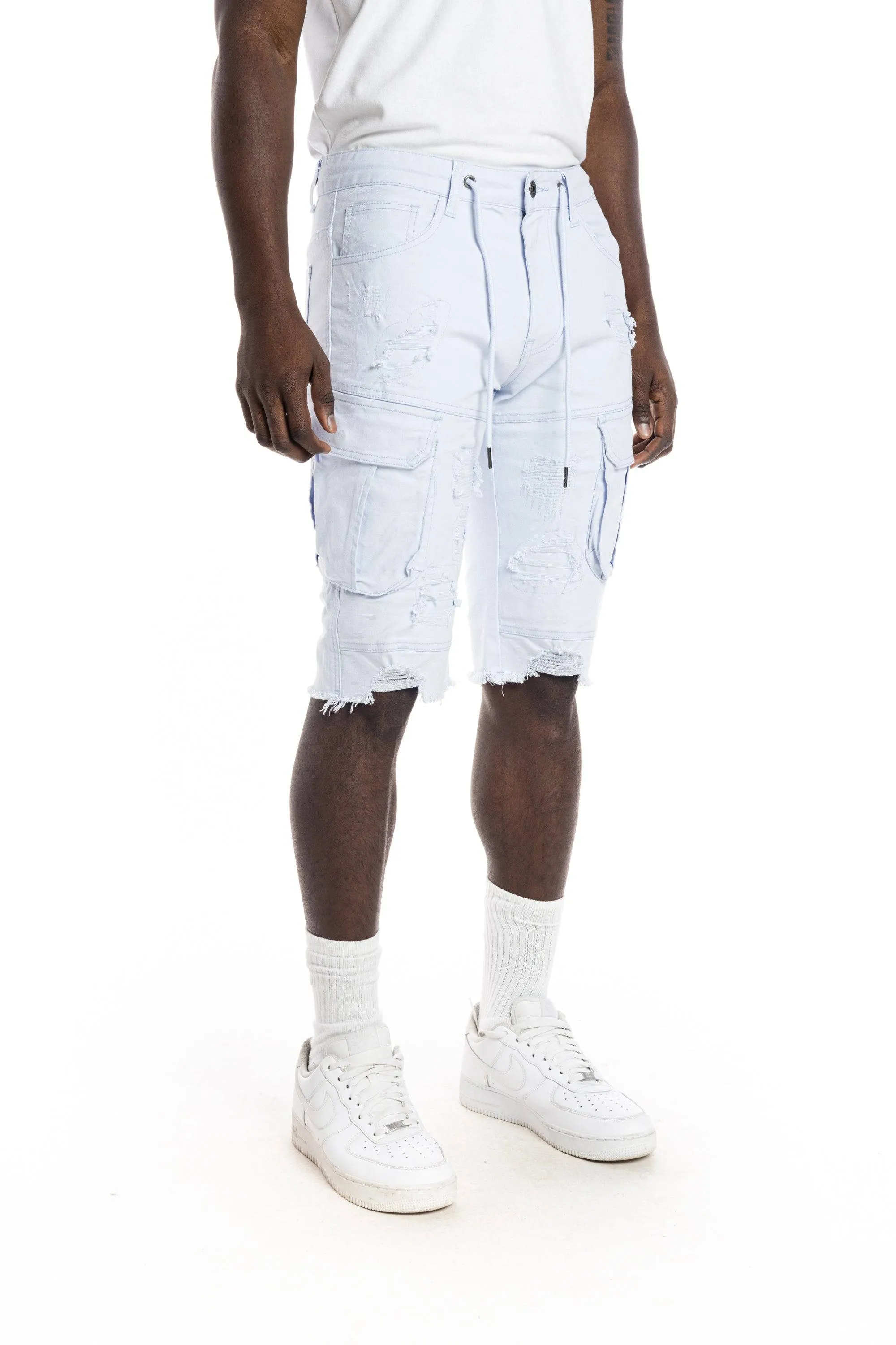 Rip And Repair Semi Basic Twill Short - Pale Blue