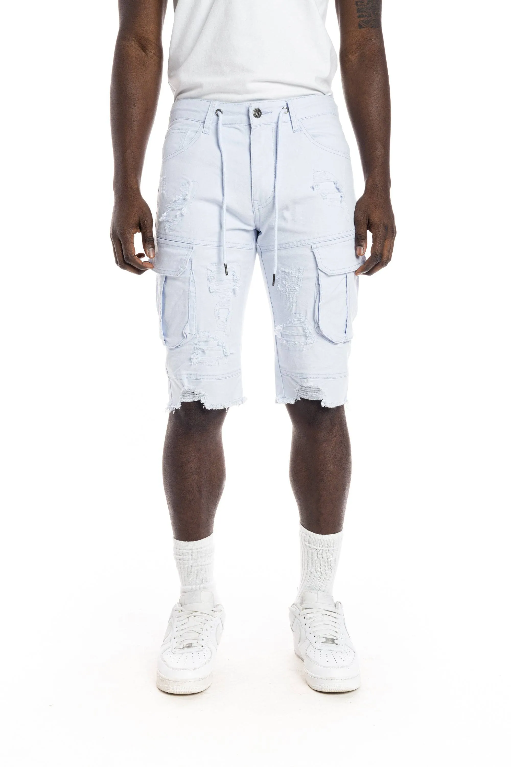 Rip And Repair Semi Basic Twill Short - Pale Blue