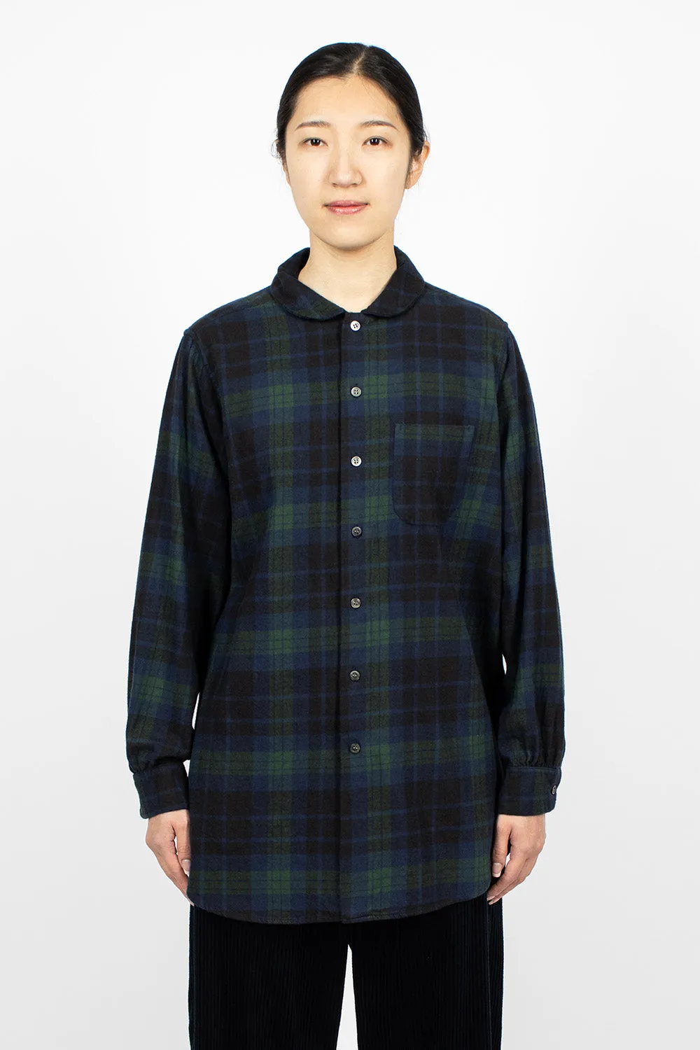 Rounded Collar Shirt Blackwatch Tartan