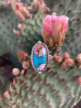 Spiny Oyster & Turquoise ring size 9 3/4