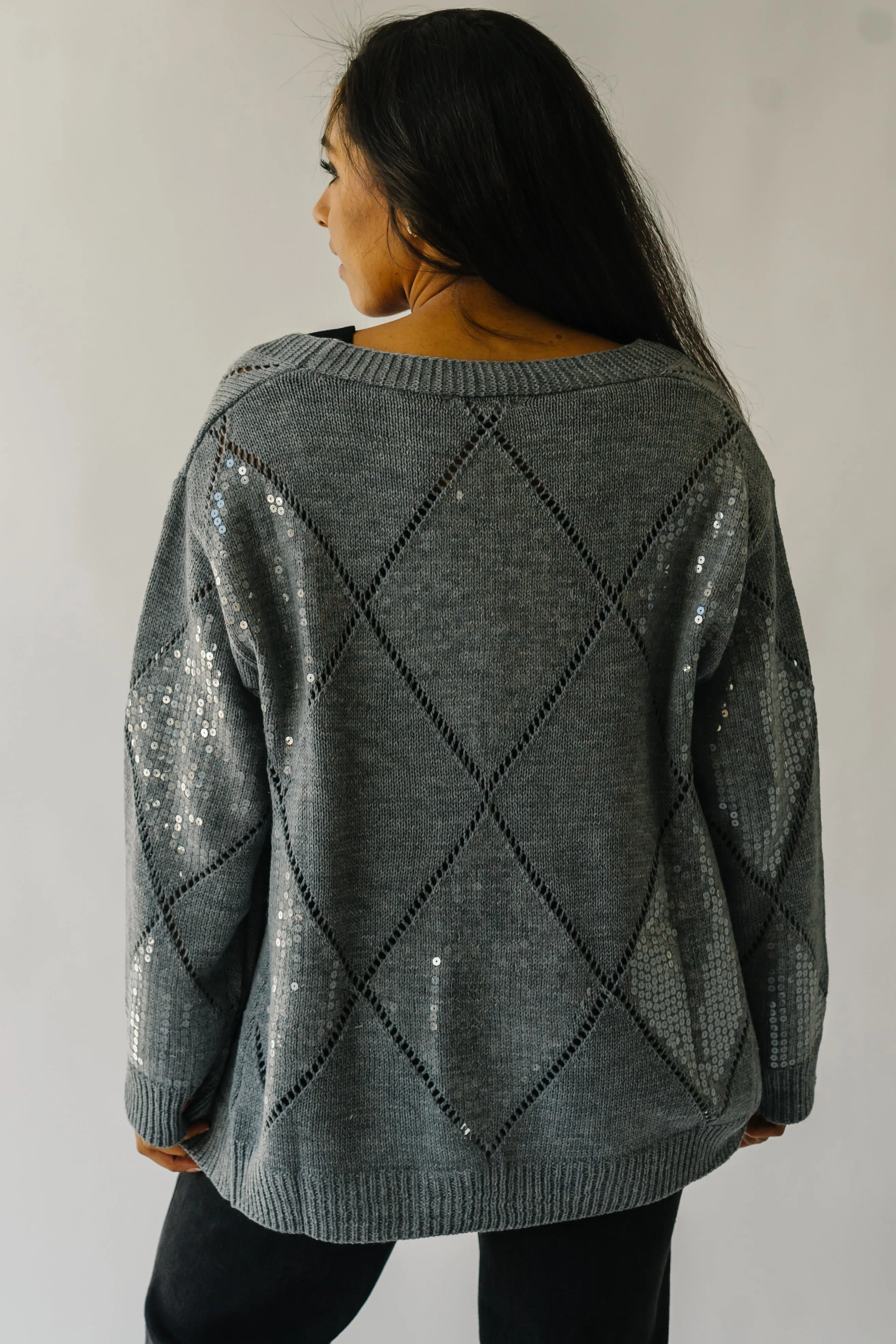 The Leander Long Sleeve V-Neck Cardigan in Grey