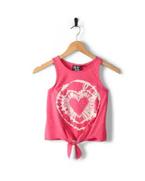 Tie Dye Heart - Kids Tie Front Vest - Pink